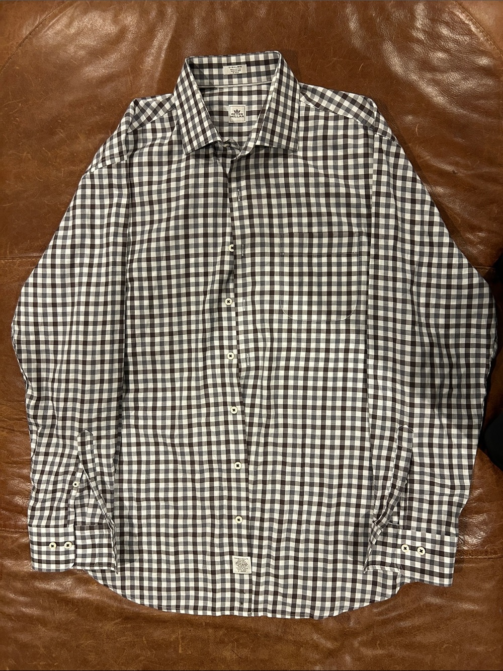 Peter Millar Black & White Gingham Dress Shirt